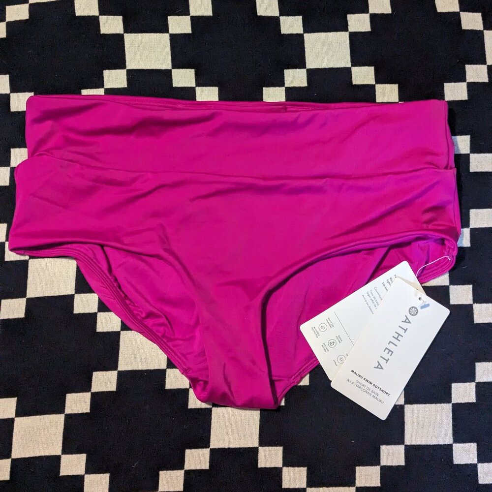 Athleta Malibu Swim Boyshort NWT // Pink Electric Fuschia // Medium